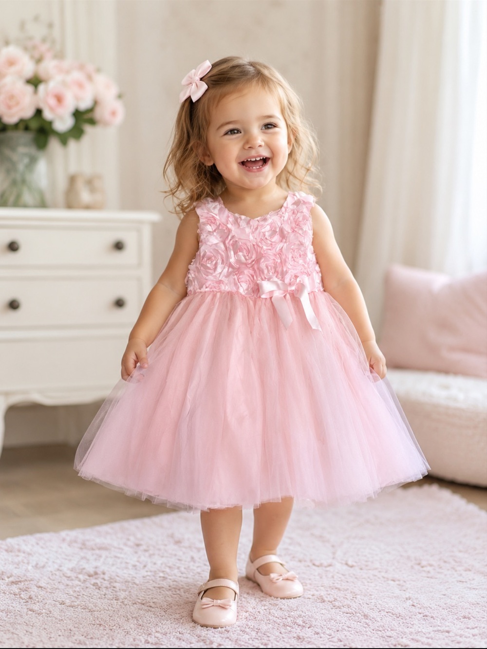 Pippa & Julie Pink Tulle Flower Girl Party Dress 24M Toddler Formal
